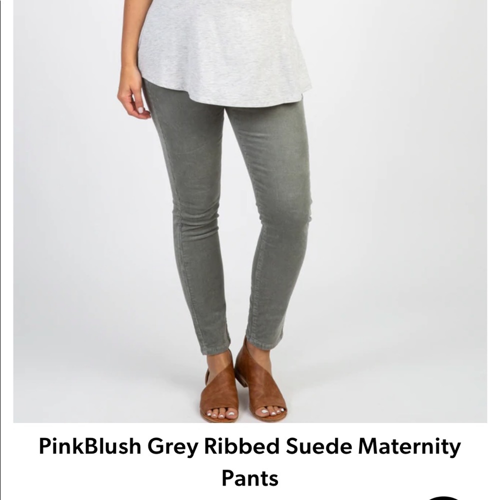 NWT PinkBlush Grey Ribbed Suede Maternity Pants Size 29